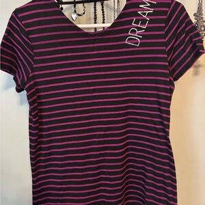 Total Girl Tee with Black and Pink Stripes❤️